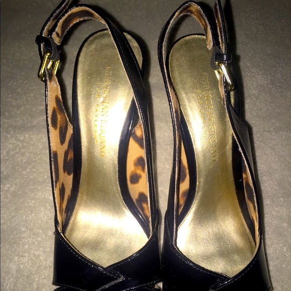CHRISTIAN SIRIANO Black/Cheetah Heels…SIZE 6.5 - Picture 2 of 7